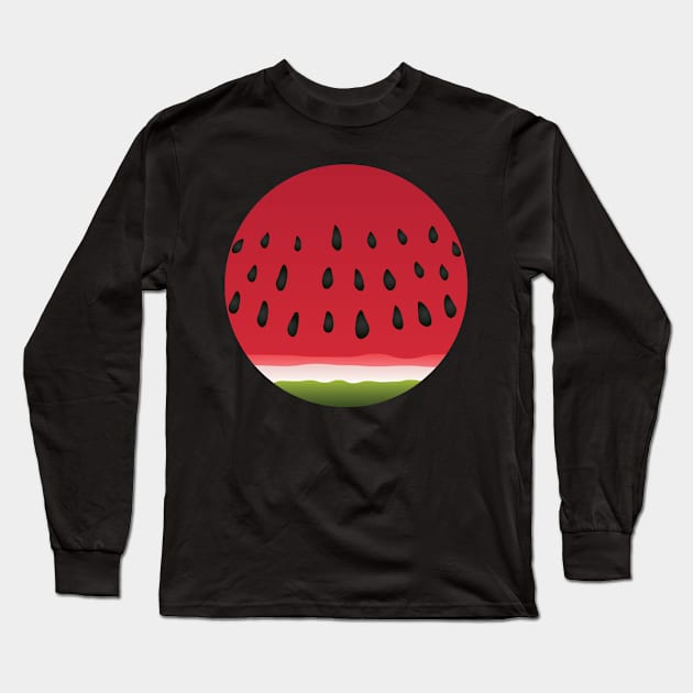 Circled Juicy Red Watermelon Slice Long Sleeve T-Shirt by diplikaya